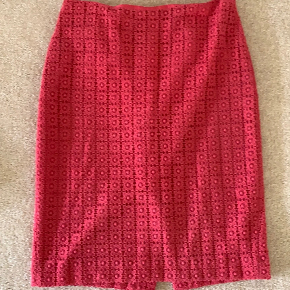 Ann Taylor pink lace flower skirt 6